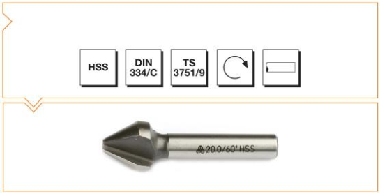 HSS DIN 334/C 3 Ağızlı Silindirik Saplı Havşa Freze - 60°