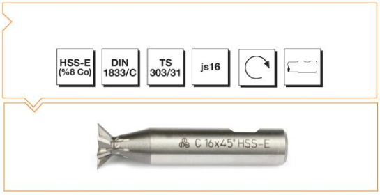 HSS - E DIN 1833/C Silindirik Saplı Konik Frezeler