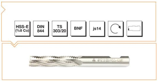 HSS - E (%8Co) DIN 844 B/NF Silindirik Saplı Parmak Freze - UZUN