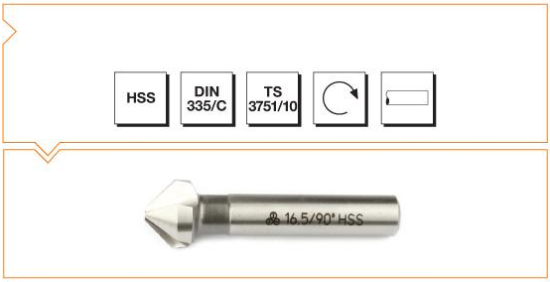 HSS DIN 335/C 3 Ağızlı Silindirik Saplı Havşa Freze - 90°